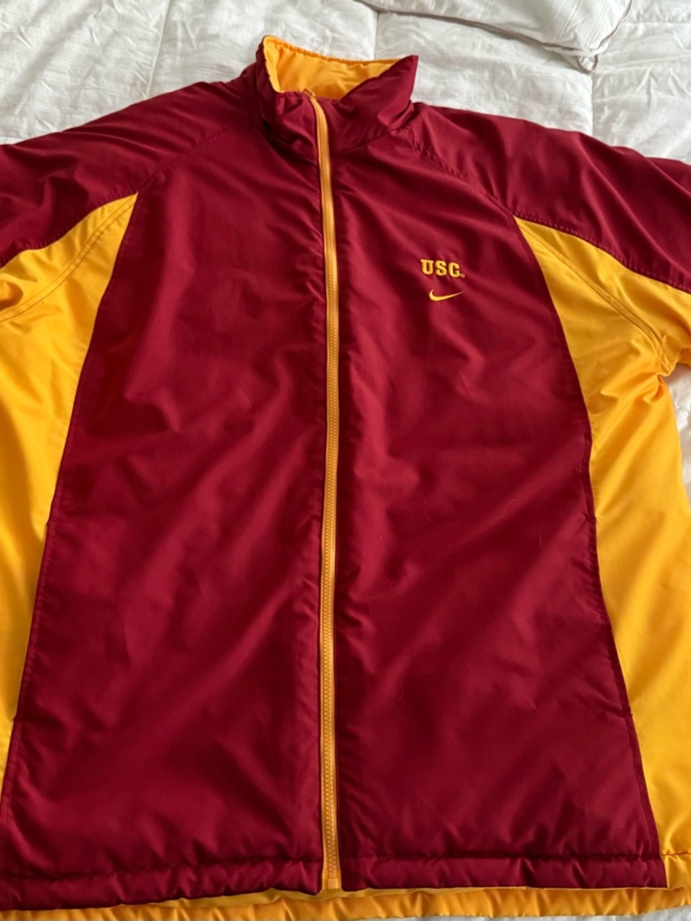 Nike USC Men's Maroon and Gold parka puffer coat.  Reversible.